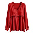 thumbnail image 6 of NominalSnug Tassel Tops for Women Fall Winter Long Sleeve Shirts V Neck Babydoll Loose Fit Blouses, 6 of 6