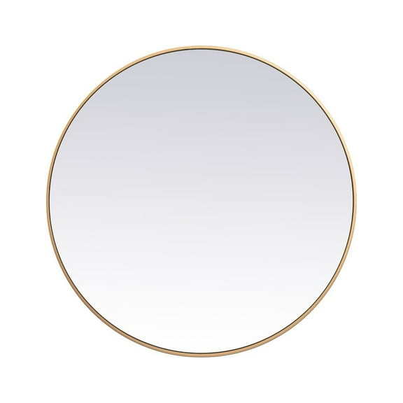 Metal frame round mirror 39 inch in Brass