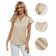 thumbnail image 3 of Blusa Informal de Seda para Mujer, Elegante, de Negocios, con Mangas con Volantes, Cuello en V, Plisada, para Verano, Color Albaricoque S, 3 of 8