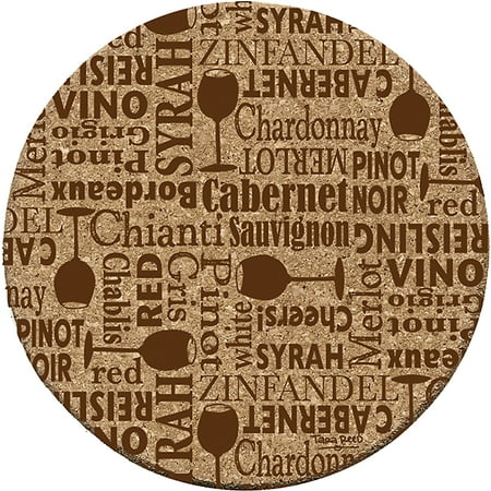 Wine Cork Coasters - Thirstystone Cork Drink Coasters Set, Wine Words