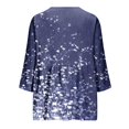 thumbnail image 6 of Womens Tops Boho Summer Cotton-Linen Classic Teacher Clothes Water Resistant Dressy Casual Boho Short Sleeve Shirts, Navy,XL, 6 of 6
