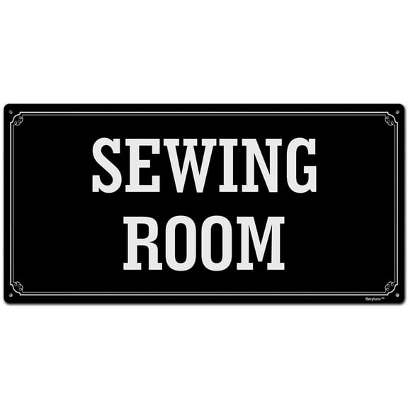 BTFSigns 6 x 12 inch Sewing Room Rust-Free Aluminum Signs for Home Office and Business, Metal Signs for Door Black Rounded Corners, Durable, Long Lasting