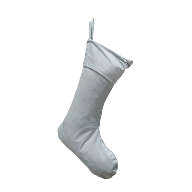 White Christmas Stockings 16 in x 6 in Velvet Hanging Decorations for Tree with Rope Embellishment
