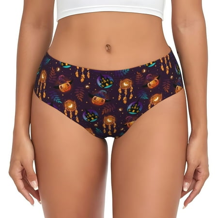 Womens Underwear - halloween pumpkin Patterns No Show Seamless Underwear for Women  Kawaii Soft Stretch Women s Panties  Hipster Ladies Panties Bikini Underwear Briefs