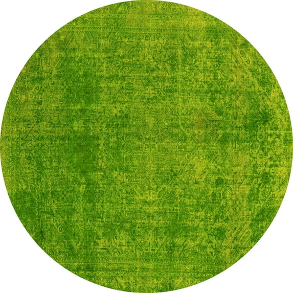 Ahgly Company Indoor Round Abstract Yellow Modern Area Rugs, 4' Round