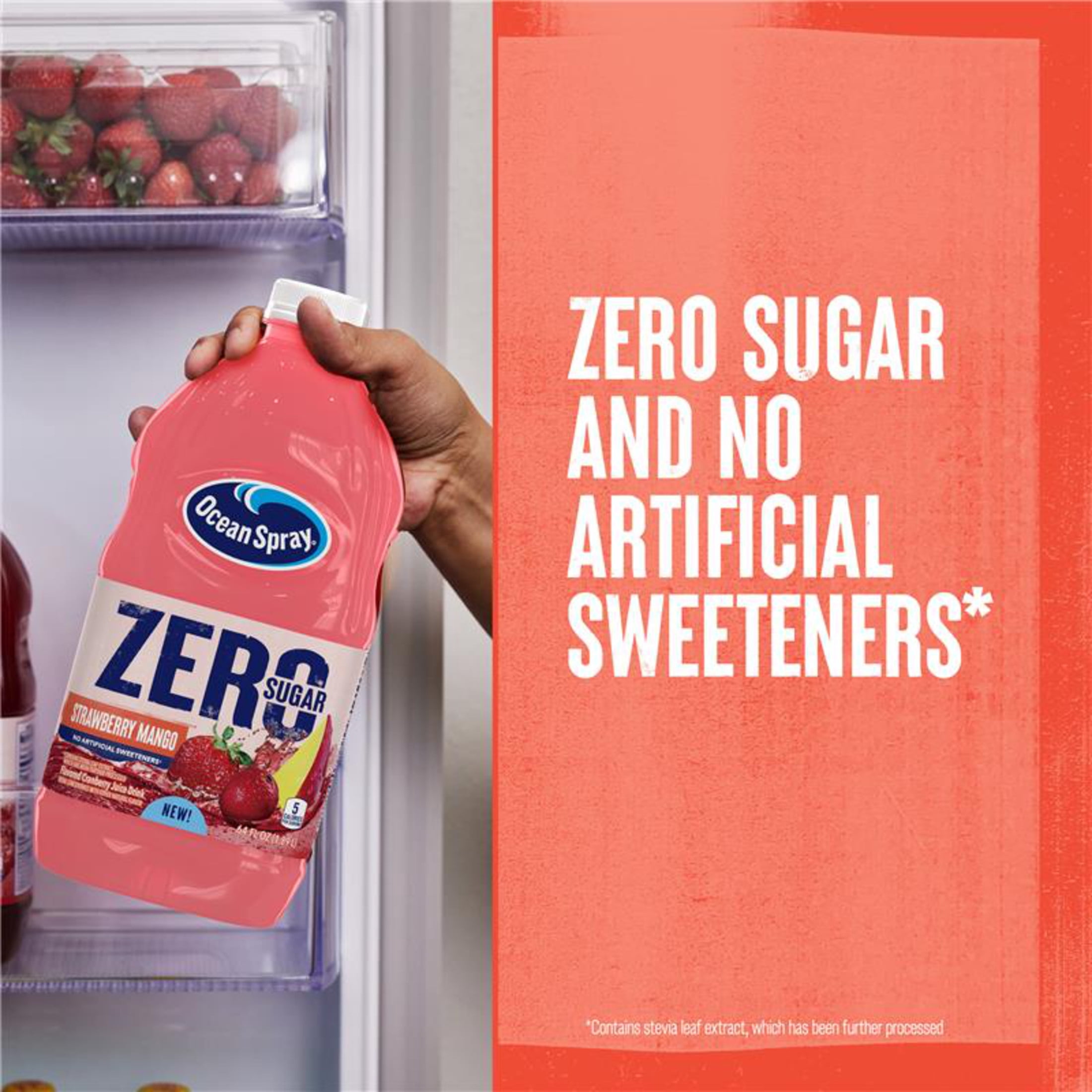 (8 pack) Ocean Spray® ZERO Sugar Strawberry Mango Juice Drink, 64 Fl Oz Bottle