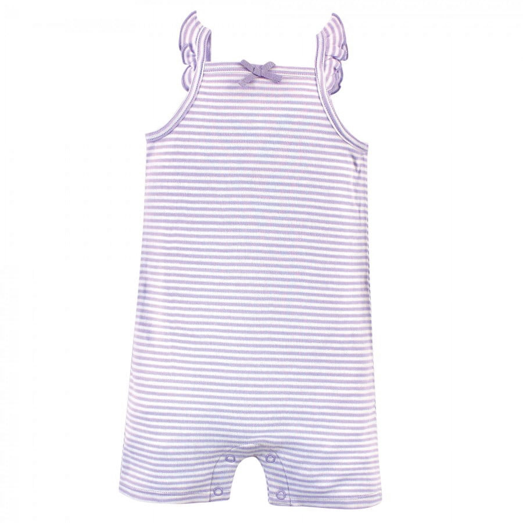 Touched by Nature Baby Girl Organic Cotton Rompers 3pk, Lavender, 0-3 Months