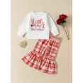 thumbnail image 2 of Bagilaanoe 2Pcs Toddler Baby Girl Boy Valentine's Day Outfits Letter Print Long Sleeve Pullover Tops + Heart Print Flare Trousers 6M 12M 18M 24M 3T 4T Kids Long Pants Set, 2 of 9