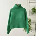 thumbnail image 5 of Duoif Womens Sweaters Women's High Neck Pullover - European & American Knitted Top Fall Sweaters for Women Green XL, 5 of 5