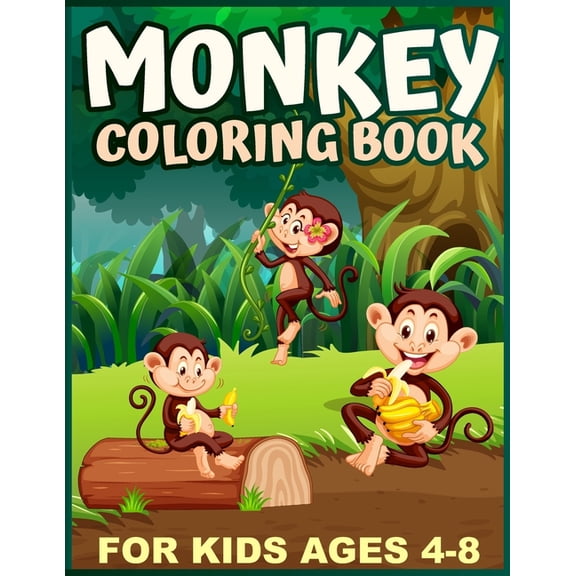 Monkey Coloring Book for Kids ages 4-8: Swing into Fun with 40 Playful Monkey Coloring Pages, (Paperback)