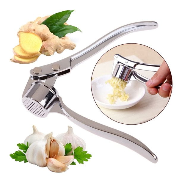 Garlic Press Crusher Mincer & Peeler Ginger Garlic Presser Stainless Steel Professional Grade Squeezer Ergonomic Handle Design Presses Tool Sturdy Duty - Rust Proof Dishwasher Safe Easy to Clean
