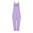 thumbnail image 3 of Cameland Plus Size Women Casual Jumpsuits Cold Shoulder Capris Pants Solid Suspender Straight Leg Pockets Rompers, 3 of 4