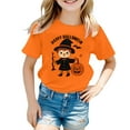 thumbnail image 4 of Tisuna Halloween Little Girls Tops Pumpkin Ghost Print Long Sleeve Crew Neck Shirts Cute Fashion Child Pullover Tops Orange 6-7 Years, 4 of 4