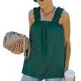 thumbnail image 1 of Camisetas sin mangas con volantes de verano para mujer, blusa sin mangas con estampado elegante e informal, holgada, para la vida diaria y el trabajo, 1 of 6