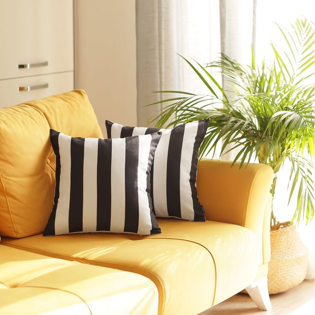 Housse de Coussin Carrée à Rayures Géométriques 18 Pouces (Ensemble de 2)