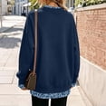 thumbnail image 7 of Caixia Womens Classic Dark Blue Round Neck Leopard Print Two Piece Style Sweatshirt Casual Loose Fit Long Sleeve Pullover for Women Autumn Wardrobe, 7 of 7