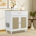 thumbnail image 2 of Yiwa Cat Furniture Cabinet, Stylish Hidden Litter Box with Rattan Design and Integrated Scratching Door, 2 of 9