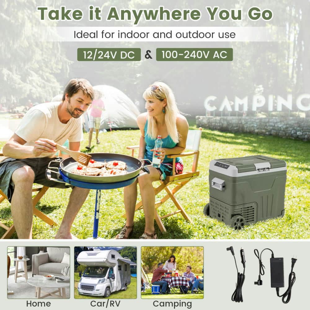 Spaco 12 Volt Car Refrigerator Portable Car Fridge with Adjustable Range, 50L Car Refrigerator, Green