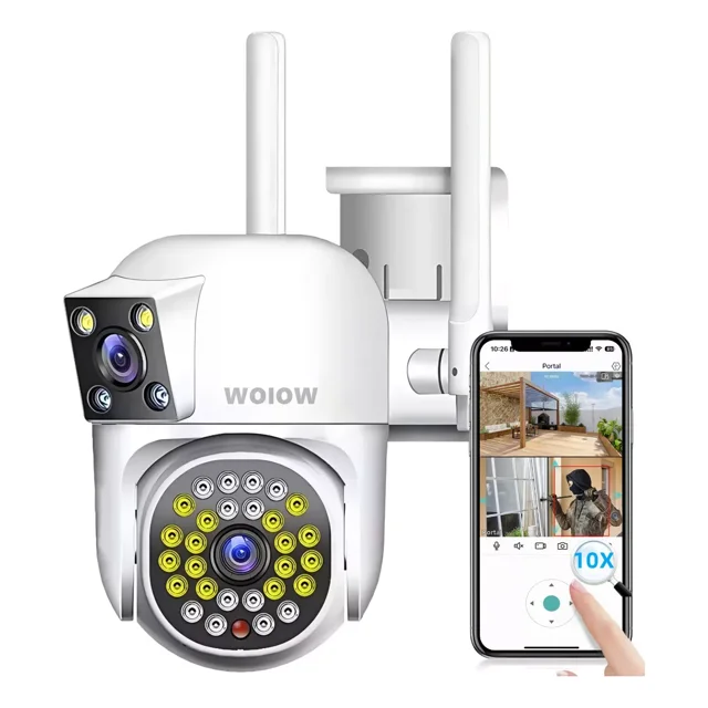 Cámara De Seguridad Exterior Wifi Hd Doble Lente 360° Alarma Color Blanco