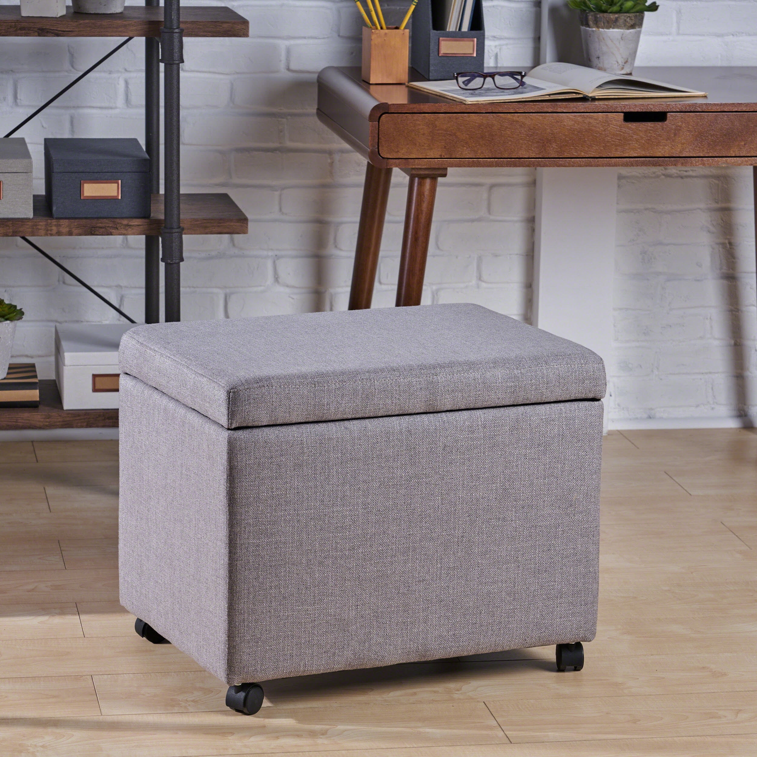 Noble House Safiya Traditional Home Office Fabric File Storage Ottoman, Gray
