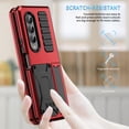 thumbnail image 7 of Samsung Z Fold 4 Rugged Full-Body Case, Metal Bumper Built-in Screen Protector&Kickstand,Dustproof Drop-Proof,Full Body Protection Heavy Duty Military Cover For Samsung Galaxy Z Fold 4, Red, 7 of 7