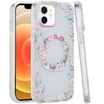 thumbnail image 4 of XPM for Apple iPhone 14 Pro Max Phone Case, Durable Fashion IMD Printed Design TPU Slim Shockproof Protective Case with Stylish Pattern Cover for iPhone 14 Pro Max (Green/Pink Floral), 4 of 6