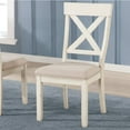 thumbnail image 3 of Roundhill Furniture Prato Wood Cross-Back Dining Chair Antique White (Set of 2), 3 of 5