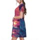 thumbnail image 2 of Easygdp Hawaiian Island Beach Shark para Vestido Transpirable de Mujer, Vestido Suelto de Manga Corta con Pliegues y Bolsillos para el Verano, 2 of 6