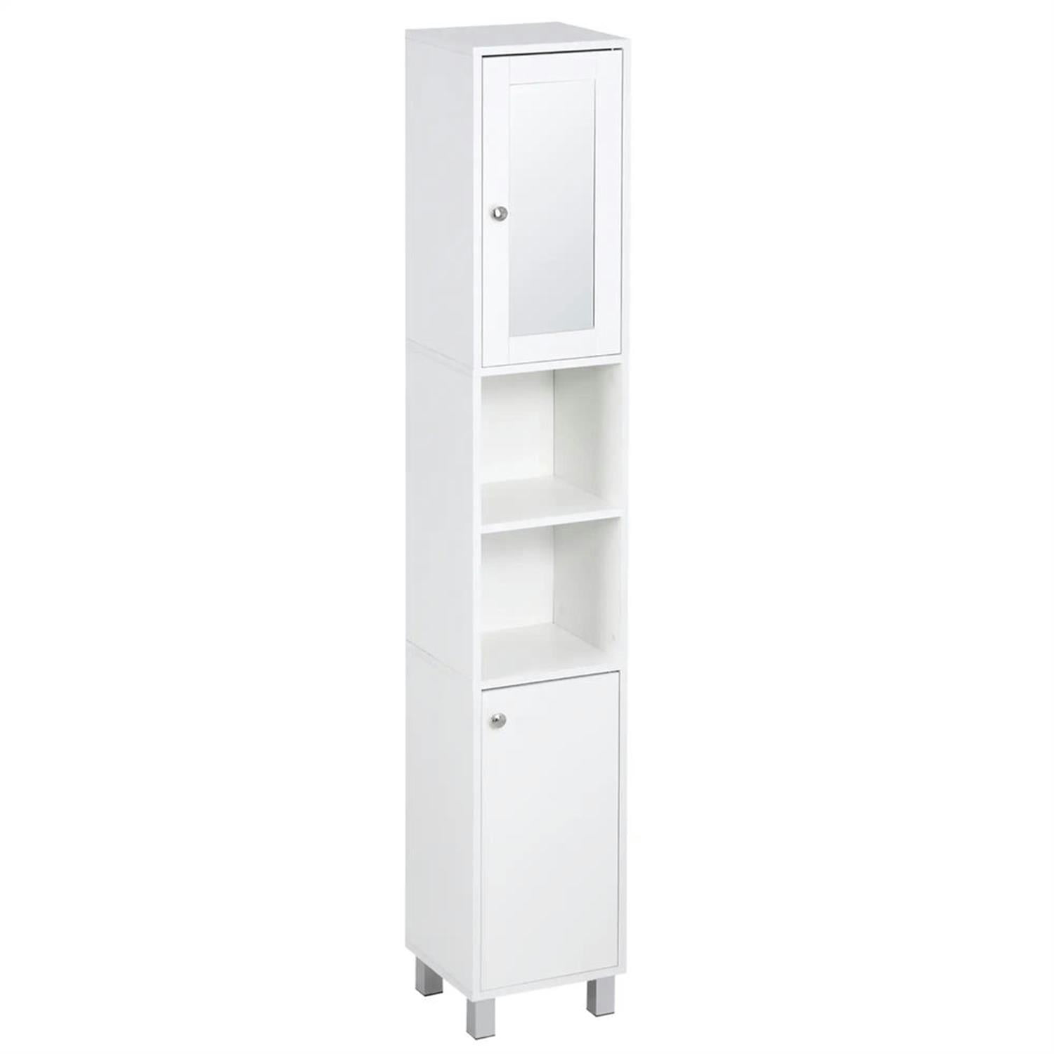Demi Bonn 70" Tall Bathroom Storage Cabinet, Wooden Freestanding Cabinet with Mirror Doors and Shelves for Living Room, Kitchen, Dining Room, Office, White