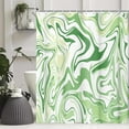 thumbnail image 4 of Aesthetic 70S Abstract Wavy Swirl Shower Curtain,Cute Sage Green Marble Bath Curtain, Modern Ombre Retro Boho Minimal Bathroom Accessories Groovy Teen Girls Bathroom Curtain Liner Set Hooks, 4 of 6