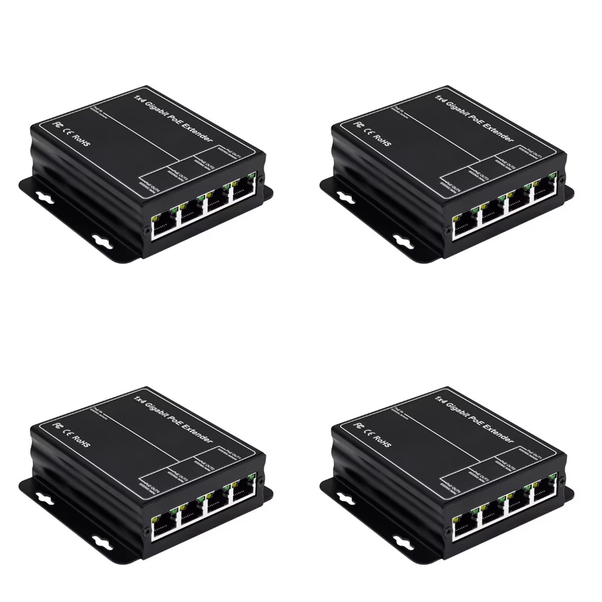 4X 4 Puertos Gigabit POE Extender 100/1000Mbps 90W 1in 4 Fuera PoE ...