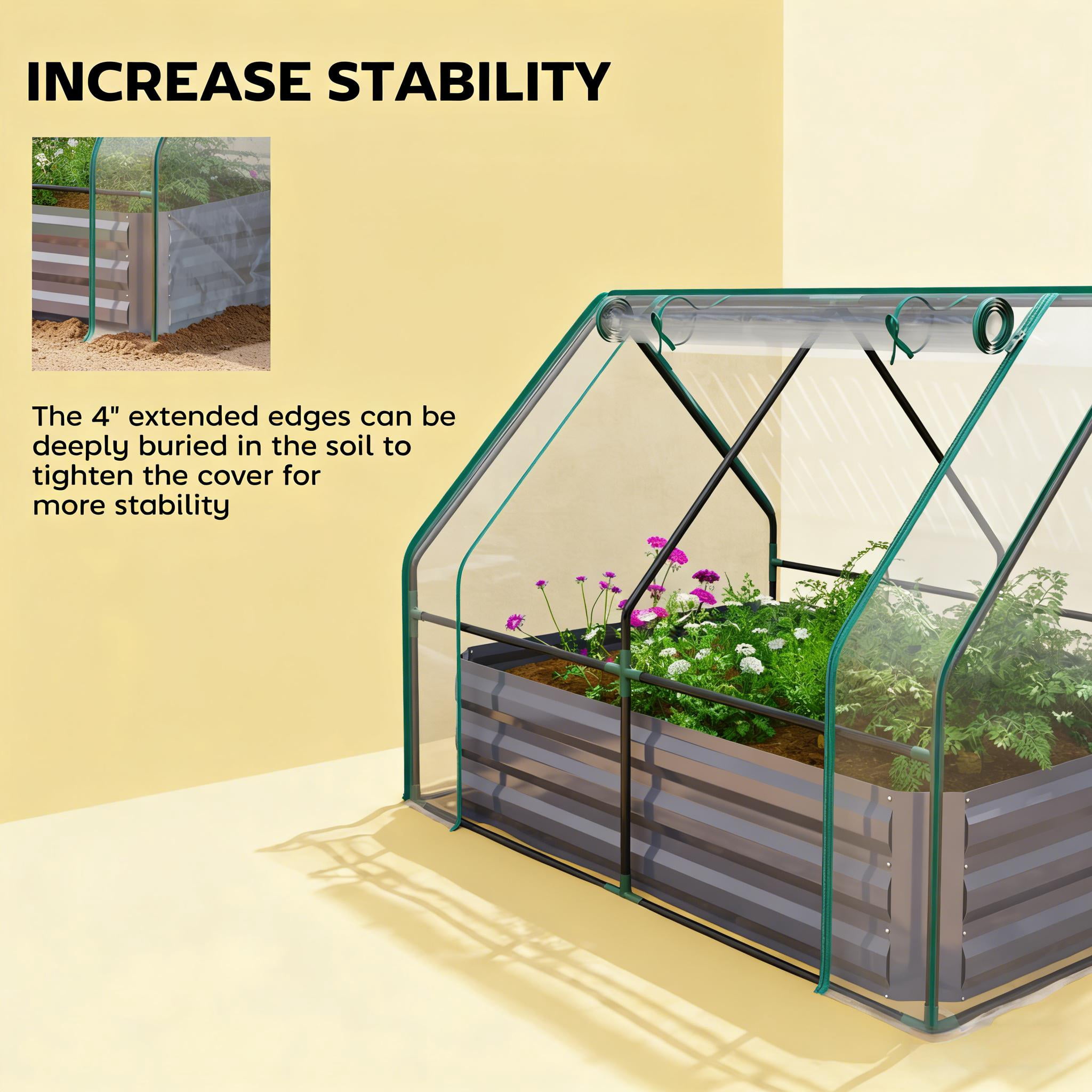 2-in-1 Raised Planter Greenhouse, Raised Garden Bed Planter Raised Bed