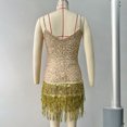 thumbnail image 3 of Vestido Suspendido Vestido de lentejuelas doradas Elegante vestido de seda brillante con borlas en V profundo para fiesta (Oro XL) Cgtredaw para Mujer oro T XL, 3 of 9
