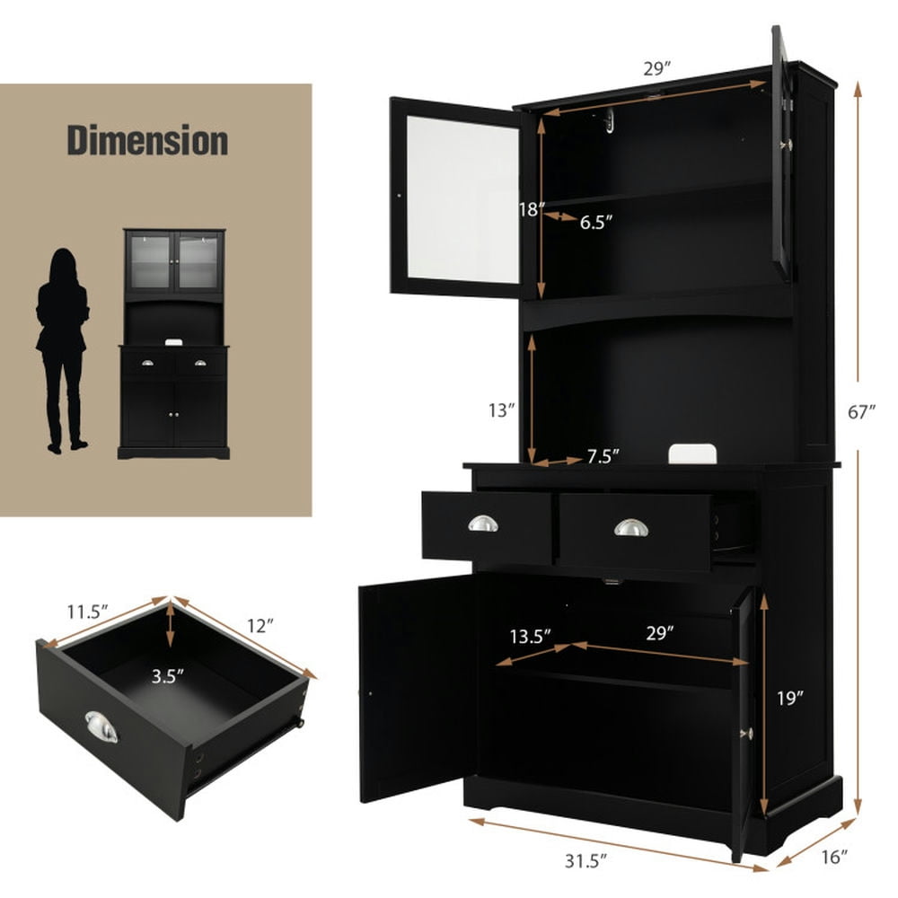 Finihen Kitchen Storage Cabinet, Buffet Sideboard, Tall Sideboard with 2 Drawers and Adjustable Shelves, for Dining Room, Kitchen, Living Room, Black Finihen Kitchen Storage Cabinet, Buffet Sideboard, Tall Sideboard with 2 Drawers and Adjustable Shelves, for Dining Room, Kitchen, Living Room, Black