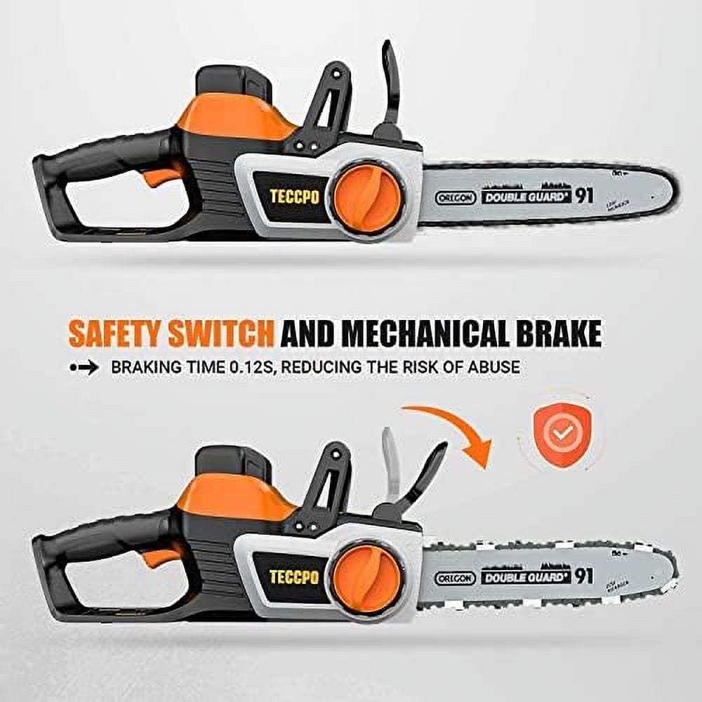 TECCPO Cordless Chainsaw, 40V 12-Inch Electric Chainsaw, High Performance Motor, 2.5Ah Samsung Battery and Charger Included, 26.24ft/s Chain Speed, Oregon Chain, for Cutting Trees and Wood-TDCS01A