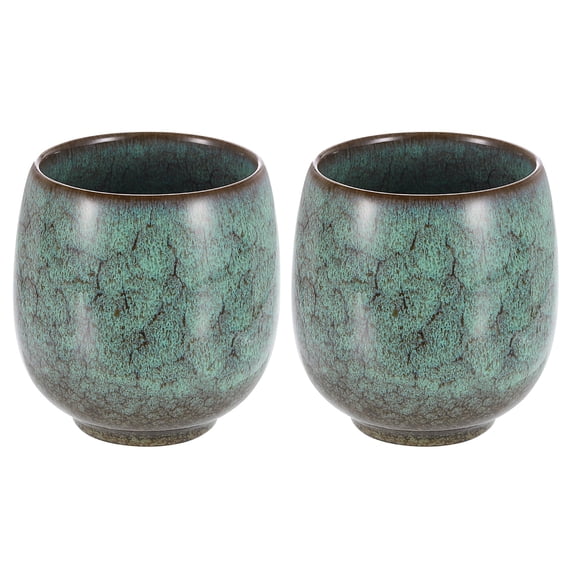 Uxcell 2 Pieces Chinese Ceramic Tea Cup 5.75oz Traditional Gong Fu Tea Set Japanese Small Coffee Cup, Light Green