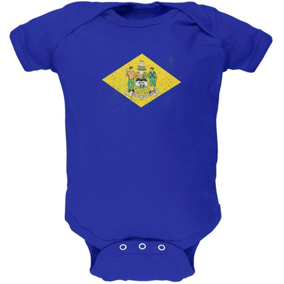 Born and Raised Delaware State Flag Soft Baby One Piece Royal 18-24 M