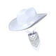 thumbnail image 1 of Sombrero de vaquero con bandana y ala ancha para adolescentes y adultos. Blanco, 1 of 7