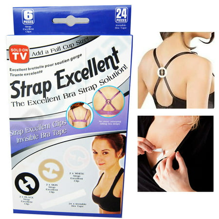 6 x Bra Strap Concealer Clip + 24 x Double Sided Adhesive Fashion Bra Strip