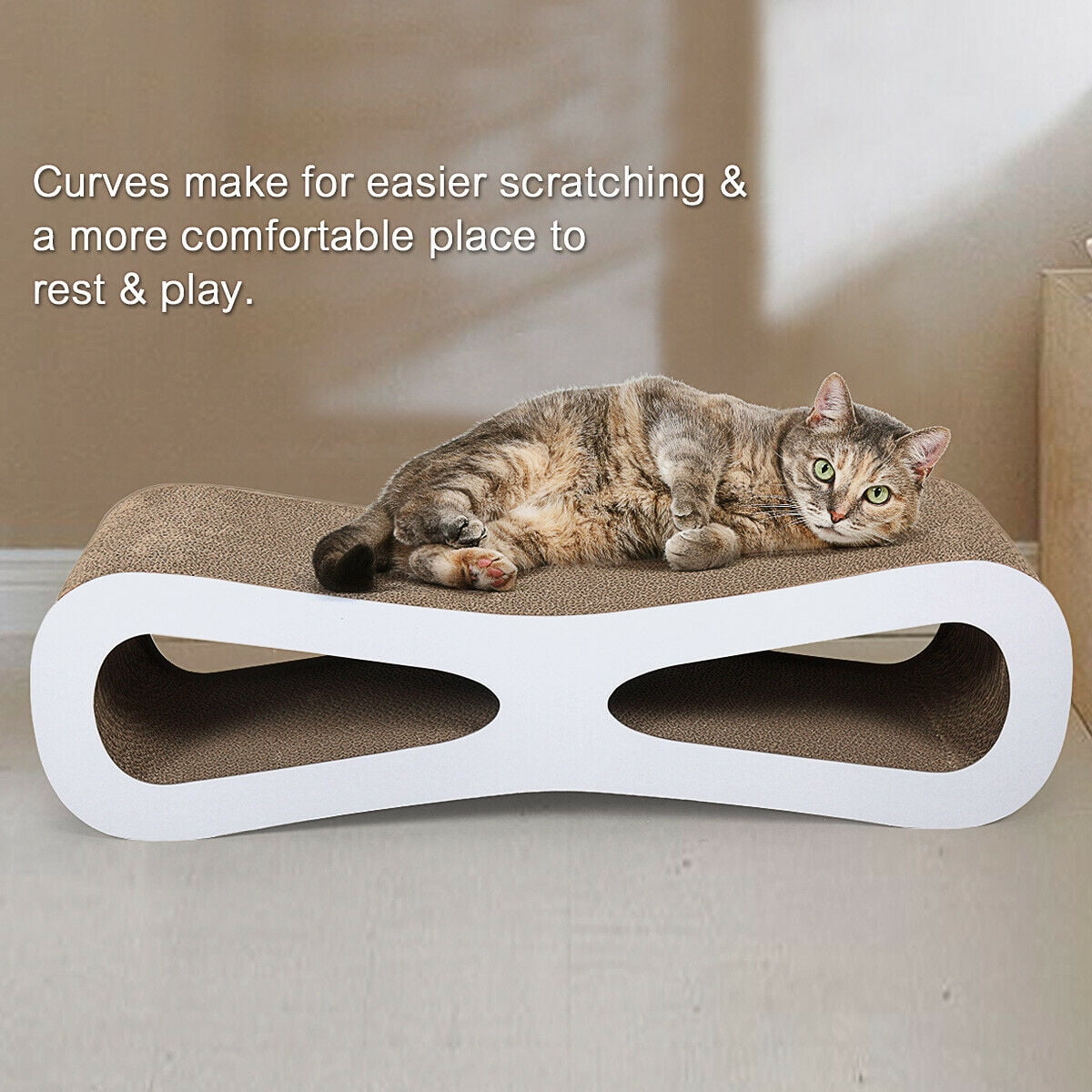 Pefilos Cat Scratching Pads, Cat Scratcher Cardboard Lounger Curved Shape Furniture Play Rest Sleep Cardboard with Catnip Toys Pefilos Cat Scratching Pads, Cat Scratcher Cardboard Lounger Curved Shape Furniture Play Rest Sleep Cardboard with Catnip Toys