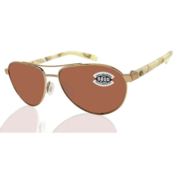 Costa Del Mar Fernandina Shiny Rose Gold Copper 580 Glass Polarized Lens  Sunglasses