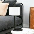 thumbnail image 4 of HomeRoots 524486 20 in. Black & White Metal Arched Table Lamp with White Drum Shade, 4 of 5
