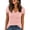 722#Pink, variant on Womens Tops - V Neck T Shirts for Women Slim Fit Ribbed Knit Basic Tops Trendy Casual Summer Tops Short Sleeve Daily Wear Pink XL