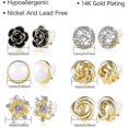 thumbnail image 2 of Clip On Earrings - 6 Pairs Hypoallergenic Non-pierced Clip Earrings, 2 of 5