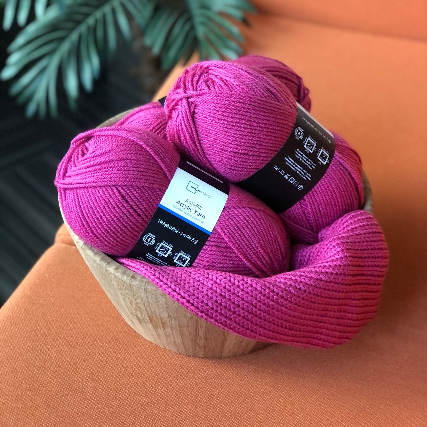 Mainstays Anti-Pill Acrylic Yarn, 5oz, Pink