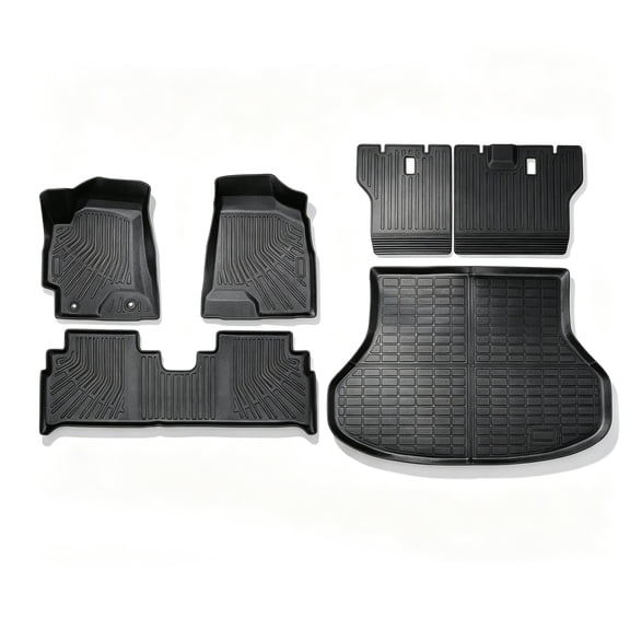 Findmall Black Tpe Floor Mats, Cargo & Backrest Mats for 2001-2007 Toyota Highlander 5-Seater, All Weather Liners