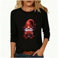 thumbnail image 4 of Feancey 3/4 Sleeve Tunic Tops for Women Plus Size Casual Valentine Shirt Funny Gnome Printed Crewneck Tees Loose Fit Dressy Work Blouse Black 3XL, 4 of 6
