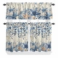 thumbnail image 2 of Kitchen Window Curtains Valance and Tier Set, Vintage Shells Sea Stars Rod Pocket Tier Curtain Valance Set, Eucalyptus Leaves on Letter Light Filtering Cafe Curtains for Bedroom Living Room, 2 of 9