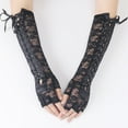 thumbnail image 6 of UJNDER Fingerless Steam Punk Witch Long Elbow Arm Warmers Lace Sleeves for Party Halloween Gloves Mittens Black, 6 of 8