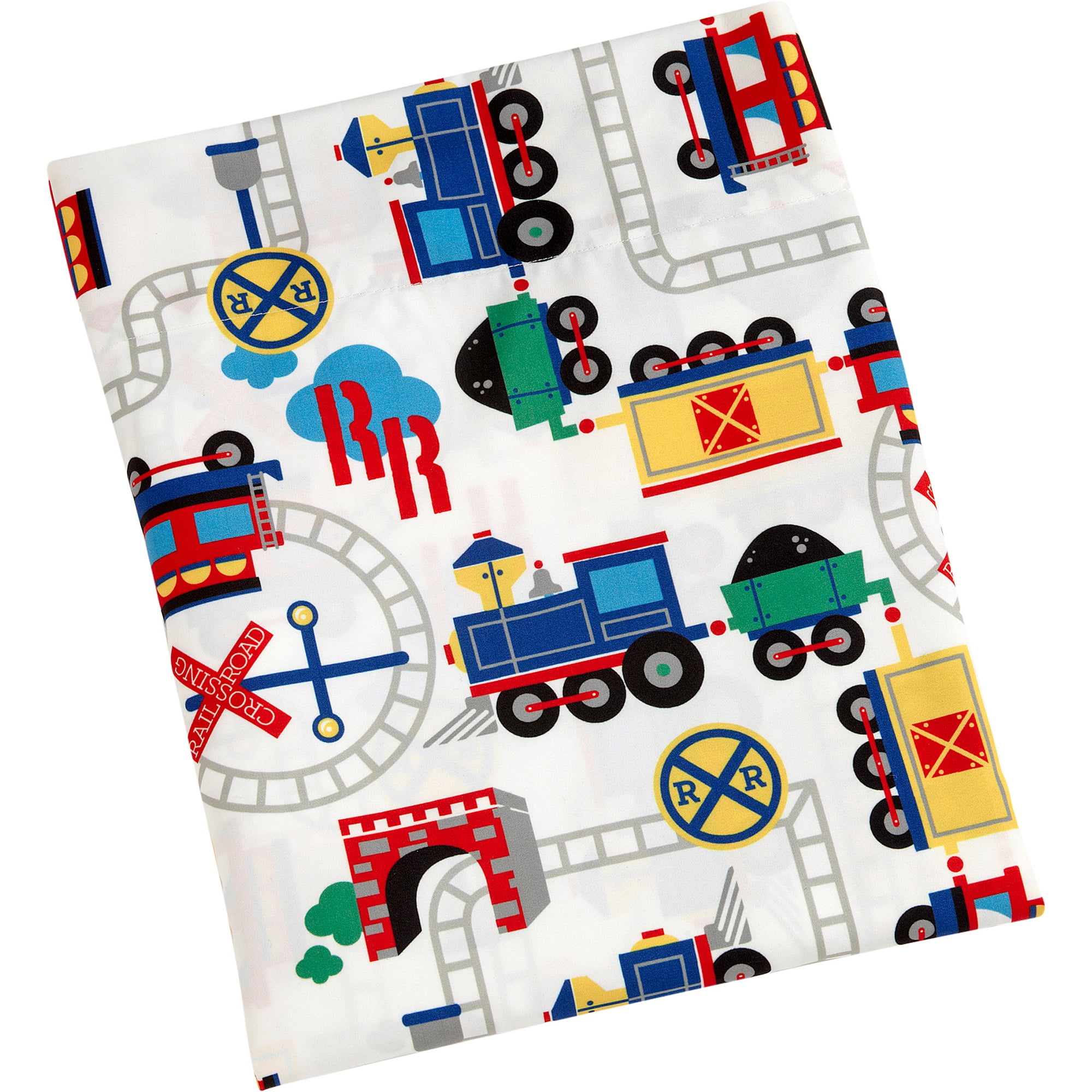 Everything Kids Trains 4 Piece Toddler Bed Set, Comforter Pillowcase, Top Sheet, Fitted Sheet, Boy